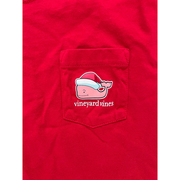 Vineyard Vines Long Sleeve Tee Red Christmas Whale Large - Picture 2 of 4
